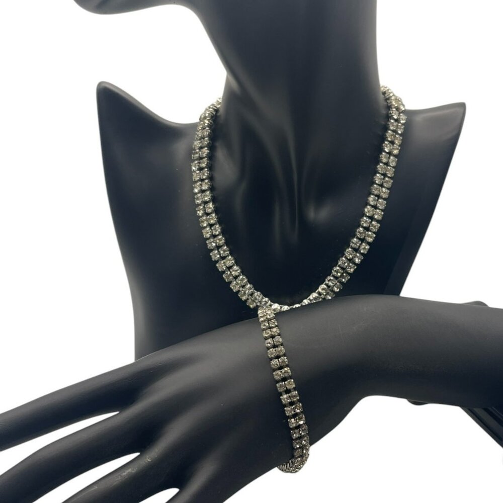 Vintage Kramer of New York Rhinestone Necklace and Bracelet Set